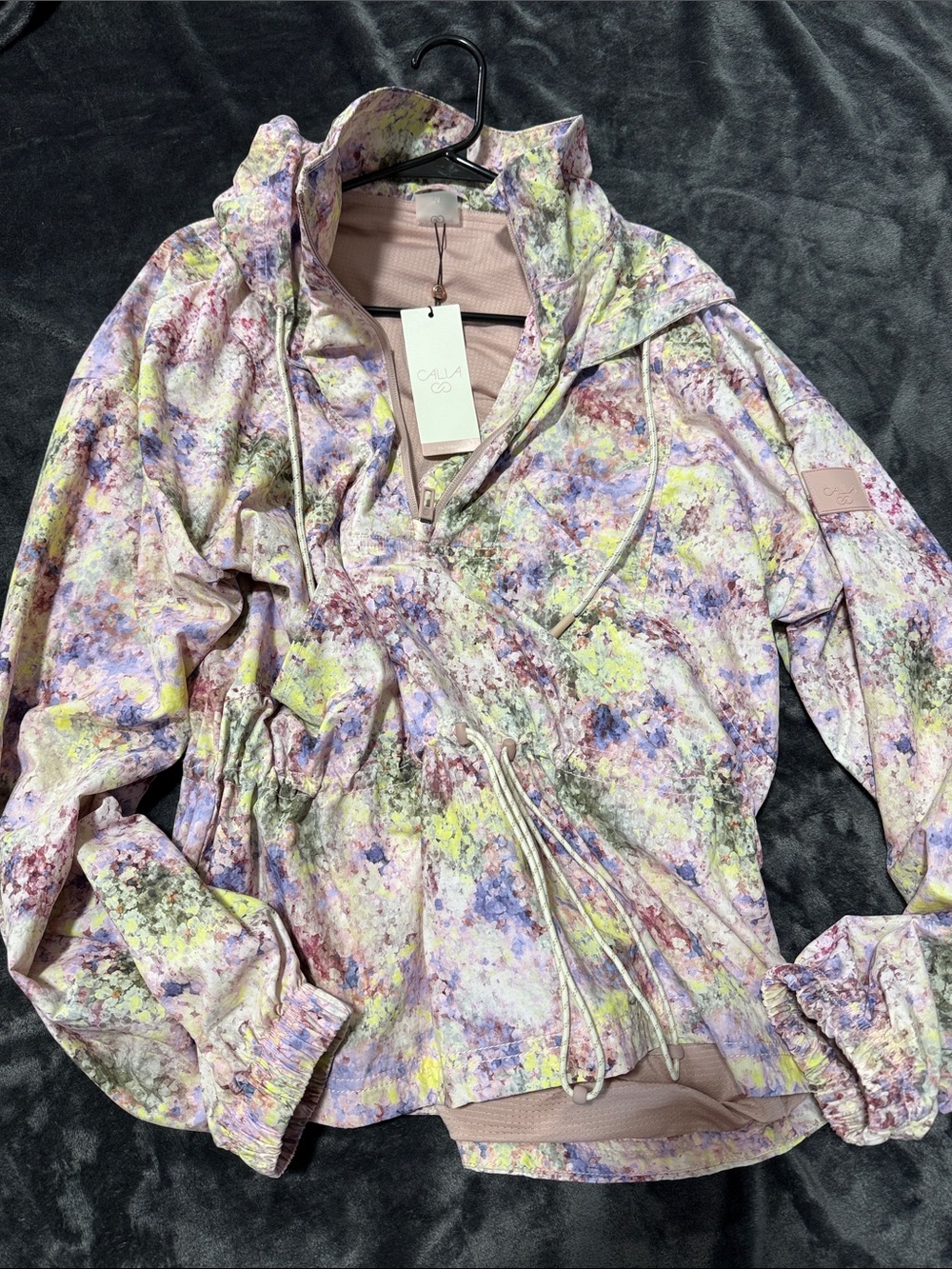 Lightweight Pastel Print Windbreaker Jacket - Pink & Lavender Calia Medium